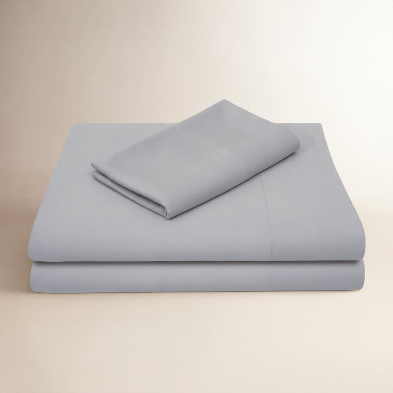 Ensemble de draps en rayonne de bambou Kera, Vert, Ensemble de draps pour grand lit avec 2 taies d'or