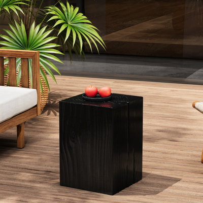 Table de bout moderne noire, H 18 po, aspect vieilli d'aspect bois, agencé et agencé à l'apparence de bois de 14,37 po de largeur, pour les boissons, décor intérieur extérieur