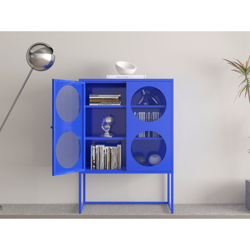 Armoire de rangement bleue avec portes, armoire d'appoint bleue moderne, armoire autoportante, buffet pour chambre à coucher, cuisine, bureau à domicile