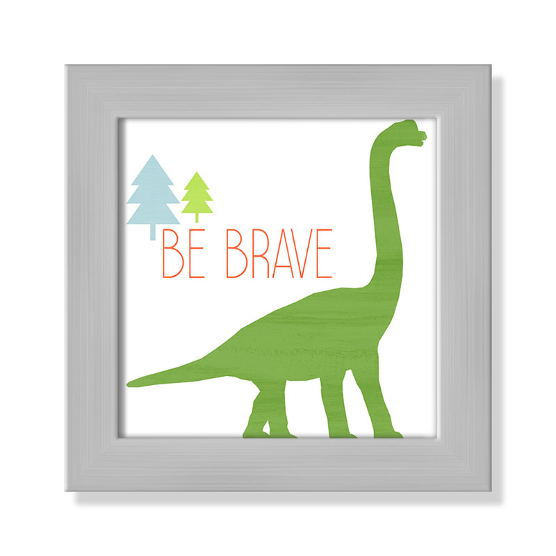 Dino Brave 1 ', art encadré, H 8 po x l 8 po x P 0,6 po, Encadré plat argent