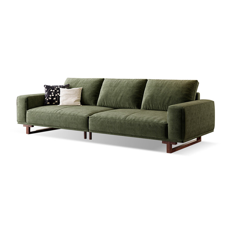Canapé modulaire en velours côtelé vert, 4, H 34,65 po x l 110,24 po x P 38,58 po  