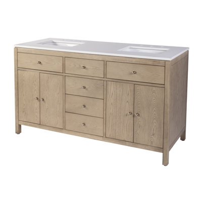 Meuble-lavabo double 60 po avec comptoir en quartz Celine