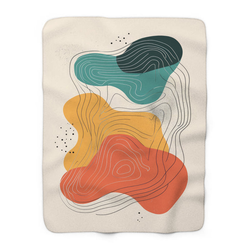 Botanical Line Sketches - 1 Pièce Premium Sherpa Couverture - Luxueux Art Print Design, Grand lit