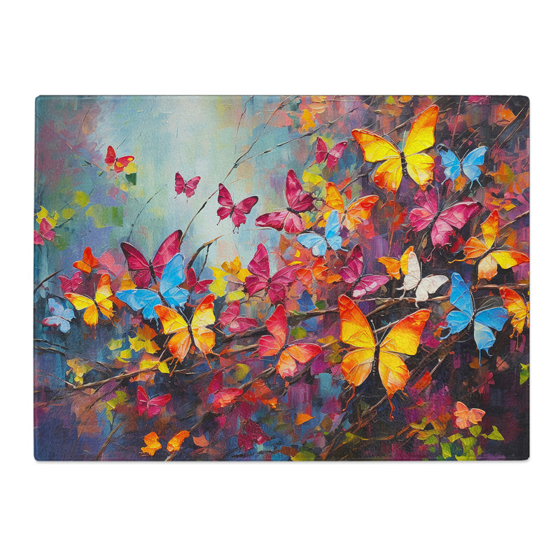 Butterfly Impressionism No.2  Glass Chopping Board