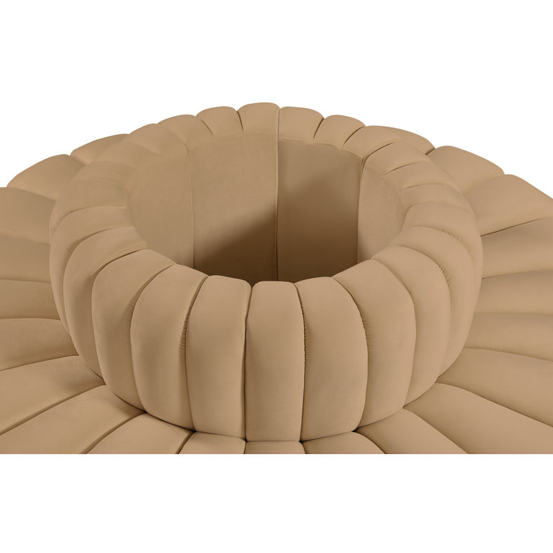 Hite Upholstered Curved Sectional Reversible, Camel Velvet