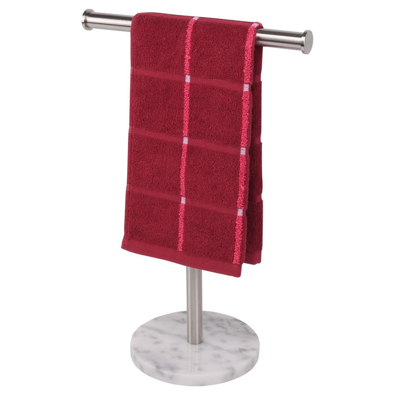 Porte-serviettes en T de qualité supérieure avec base en marbre naturel - Porte-serviettes en acier inoxydable antirouille SUS304 pour comptoir de meuble-lavabo