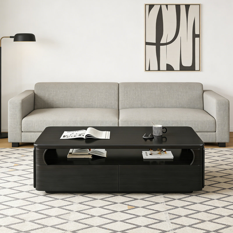 Table basse Modern, Noir, H 16,53 po x L 55,12 po x l 31,49 po, Noir