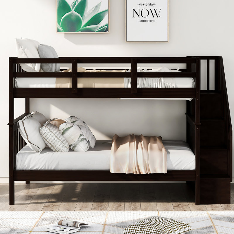 Lit superposé avec escalier, avec rangement pratique et stabilité pour la chambre à coucher et le dortoir