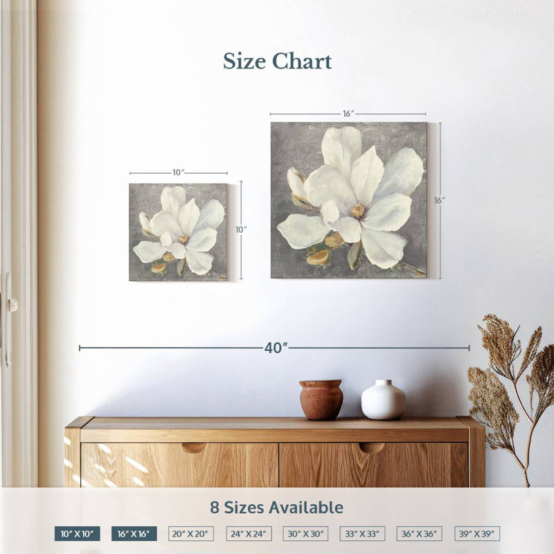 Magnolia serein gris clair, H 10 po x l 10 po