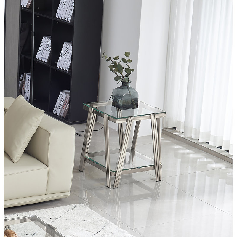 Table de bout Allyse, Argent, Transparent
