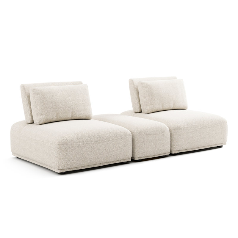 Canapé modulaire 3 pièces Aukeem, Polyester beige