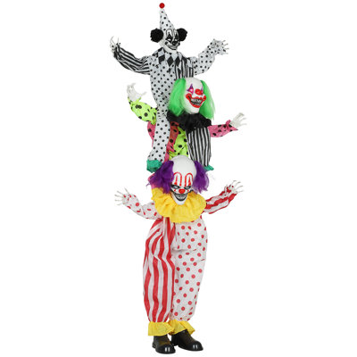 Scary Halloween Animated Clown Prop With Light-up Eyes And Creepy Sounds Halloween Animatronic Clown With Red Glowing Eyes
