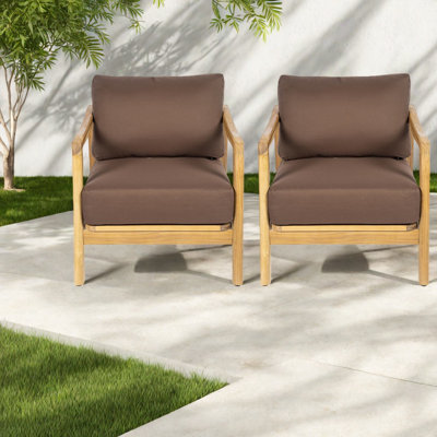 Chaises longues robustes, dossier en corde de bois d'acacia, ensemble de patio moderne