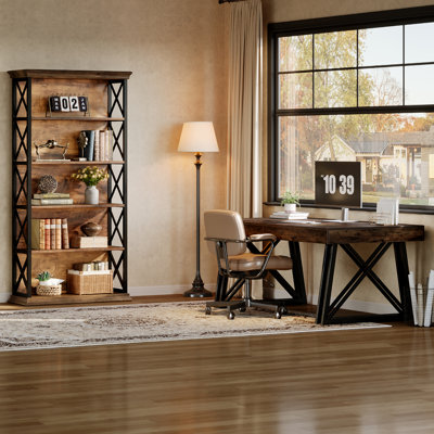 Industrial Computer Desk And Bookcase Set