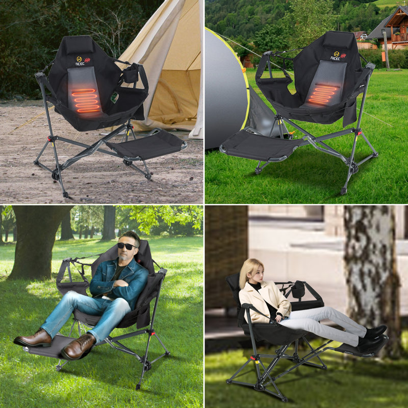 Heated Hammock Camping Chair with Footrest, Rocker, High Back, Cup Holder & Power Bank (1 Pack)