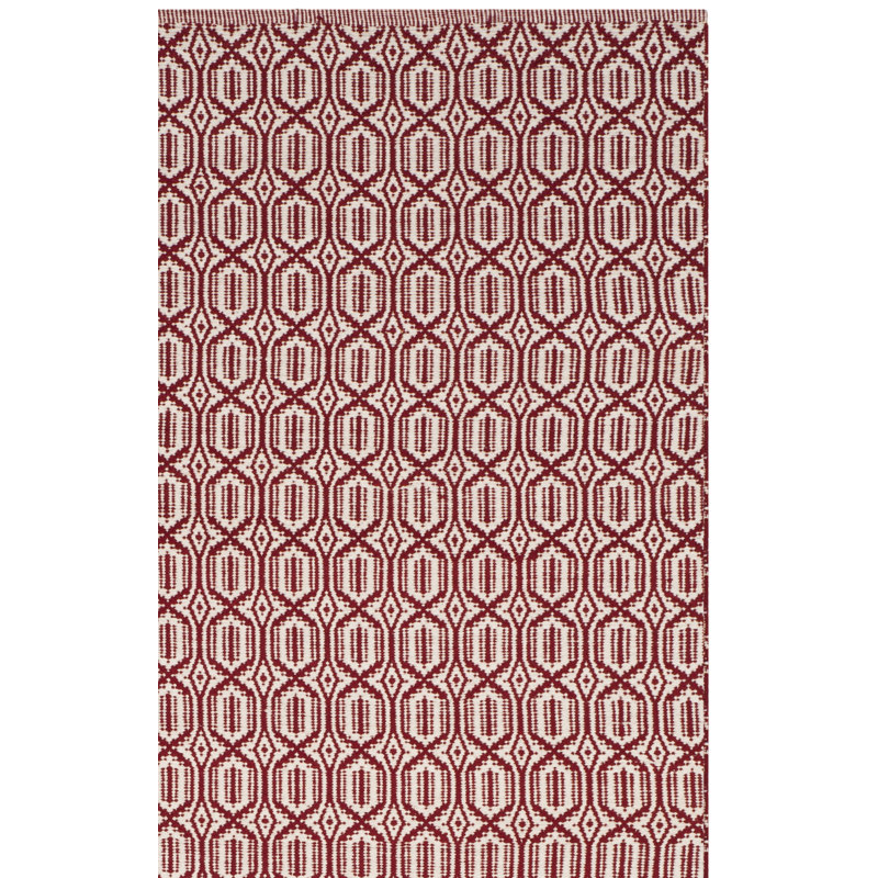 Tapis géométrique en coton tissé à la main Bester, Rectangle 6 pi x 9 pi