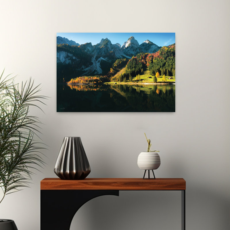 Alpes, paysage contemporain abstrait reflété, H 16 po x l 24 po