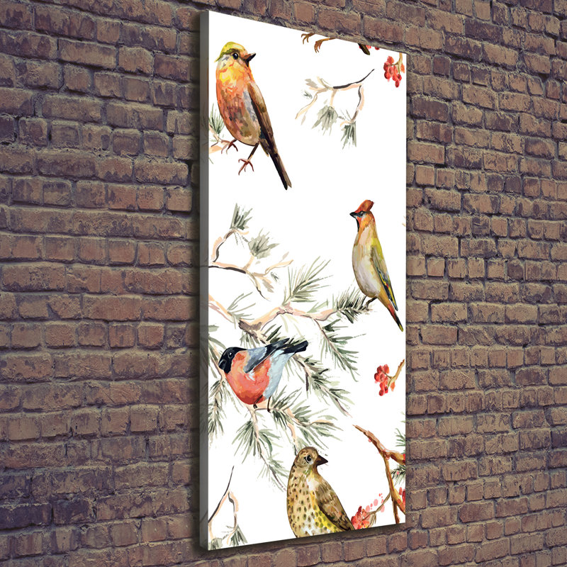 Birds And Conifers - Wrapped Canvas Print