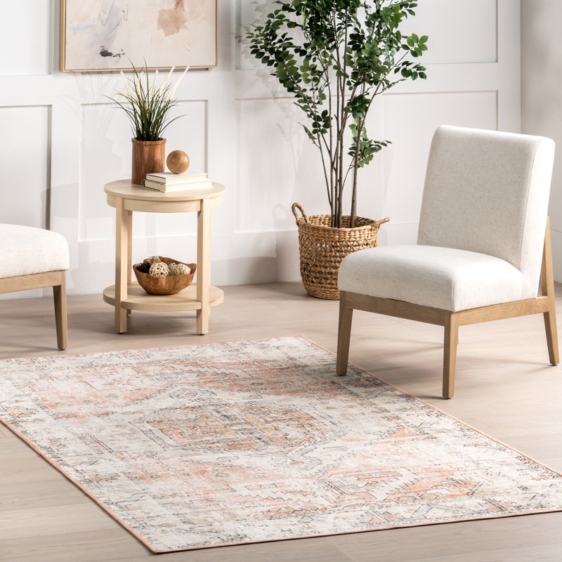 Transitional Medallion SpinClean Machine Washable Area Rug, Rectangle 4' x 6'