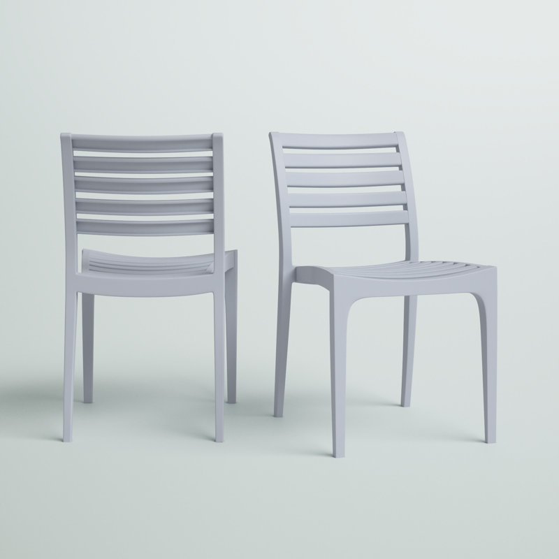 Ayvah Stacking Patio Dining Side Chair, Silver Gray