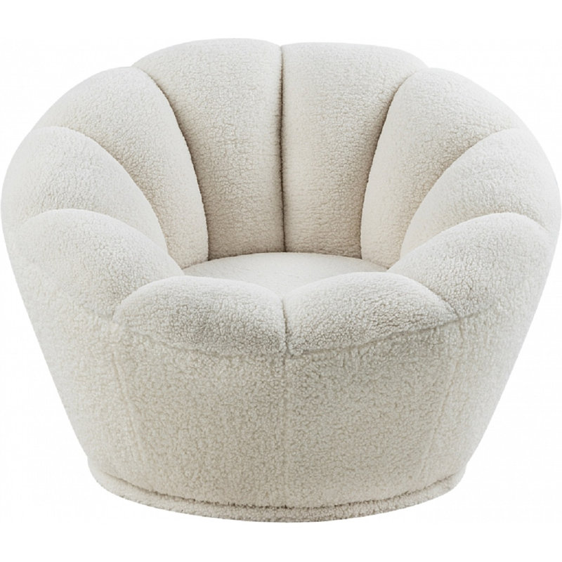 Dietrich Faux Sheepskin Fur Swivel Accent Chair