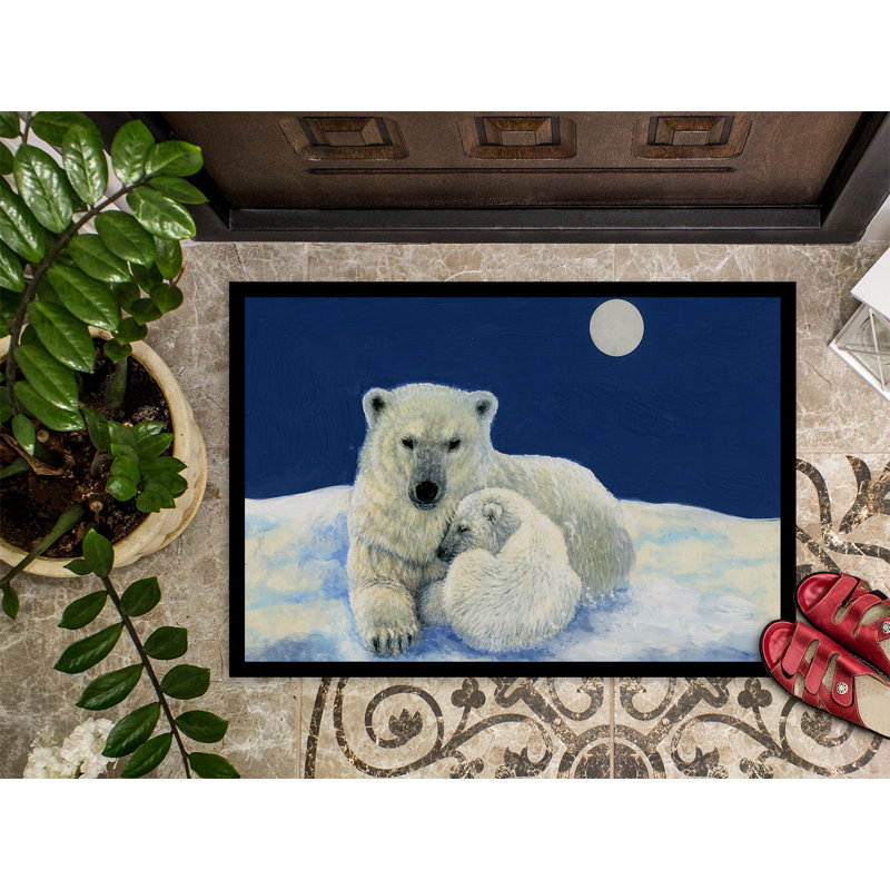 Tapis de porte pour l’extérieur antidérapant moonlight snuggle polaire ours, Rectangle 1 pi 6 po x 2 pi 3 po
