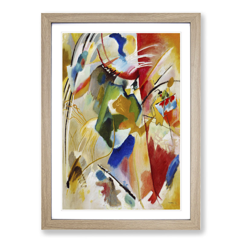 Green Center by Wassily Kandinsky - Picture Frame Painting on MDF, 48cm H x 36cm W x 2cm D, Oak Framed