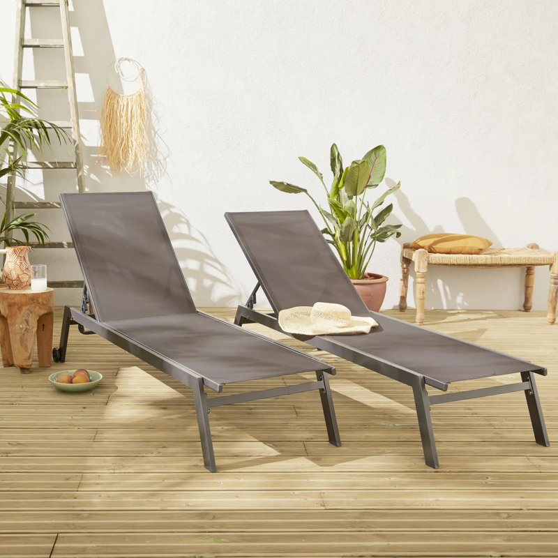 Dargan 168cm Long Reclining Chaise Lounge Set, White/Beige