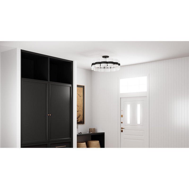 Plafonnier semi-encastré 6 lumières Cloer, Noir mat