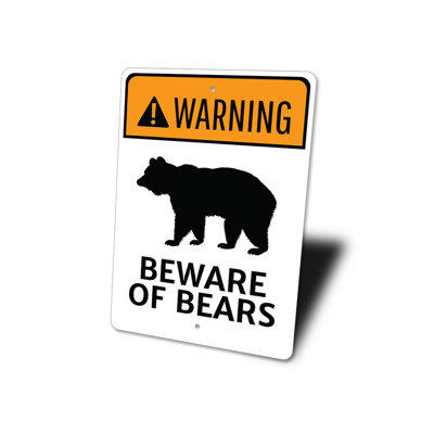 Panneau d'avertissement d'ours en aluminium