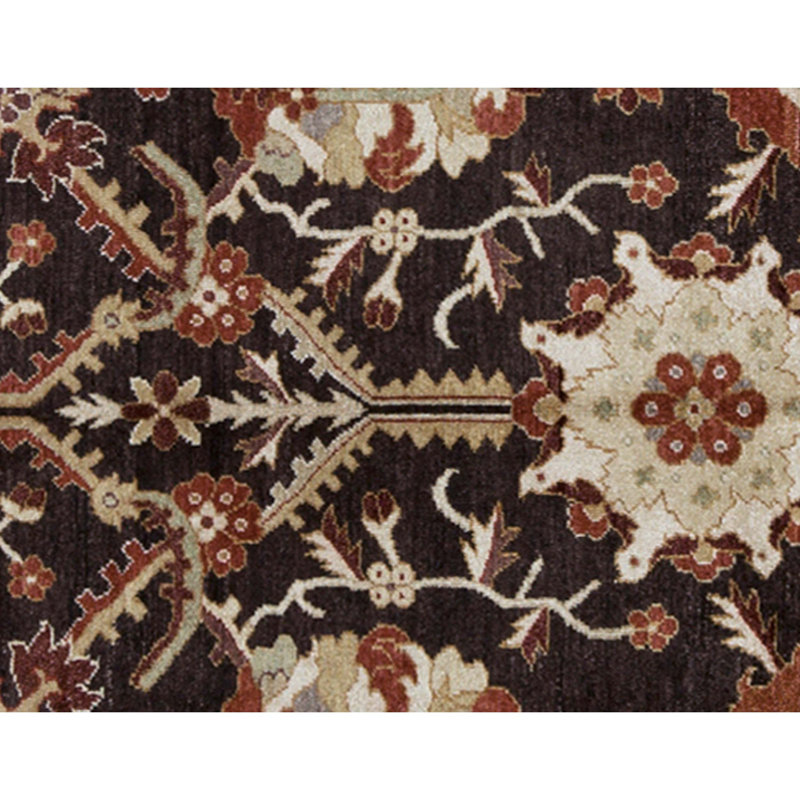 Tapis brun et rouille de haute qualité noué à la main