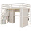 Lit mezzanine avec bureau, escalier de rangement, bibliothèque éclairée et garde-robe, lit double-38891026