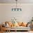 Elegant Metal Chandelier, Blue & Black Finish, 31.5 x 5.9 x 31.5 Inches | 4 x E27 Socket (Max 40W), Glass Cap, IP20 Rated | Stylish Lighting for Living Room, Dining Room & Entryway Decor, Bulb Not Included-1291340419-1291340441-1291340444
