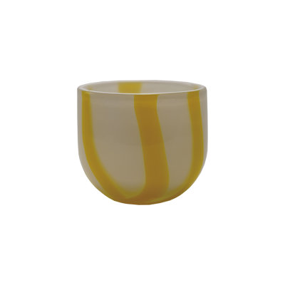 Round Soda Glass Tealight/Votive Holder With Stripes