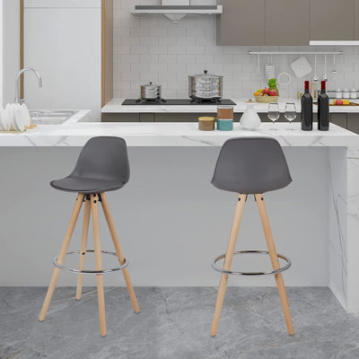 Ayala Yes Upholstered Faux Leather Bar Stool with Solid Wood Frame