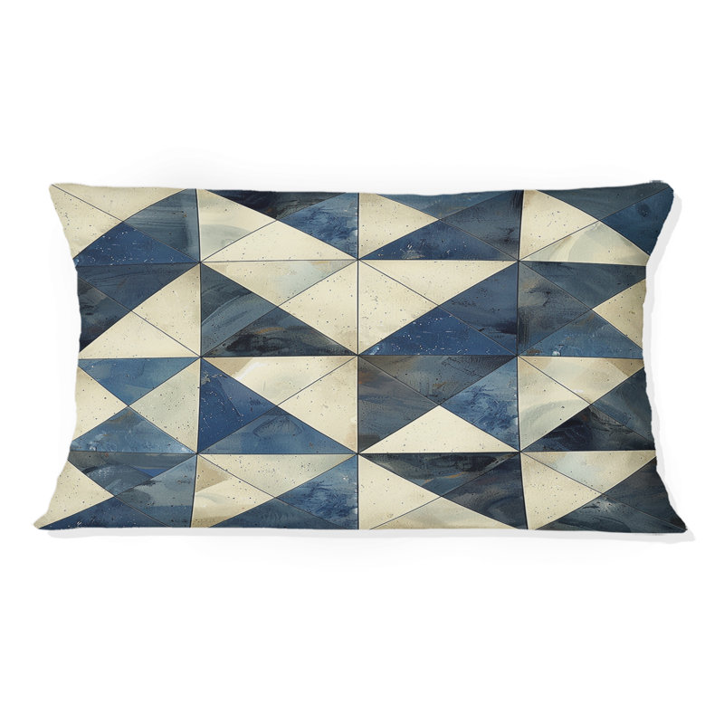 Coussin lombaire bleu à motif de triangles II