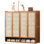 Armoire de rangement à chaussures 4 portes en rotin, bambou naturel, organisateur autoportant à 7 niveaux, armoire d'entrée Boho