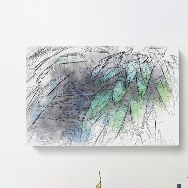 Parrot Feathers in Abstract - Wrapped Canvas Drawing - Wrapped Canvas, 40cm H x 60cm W x 3cm D