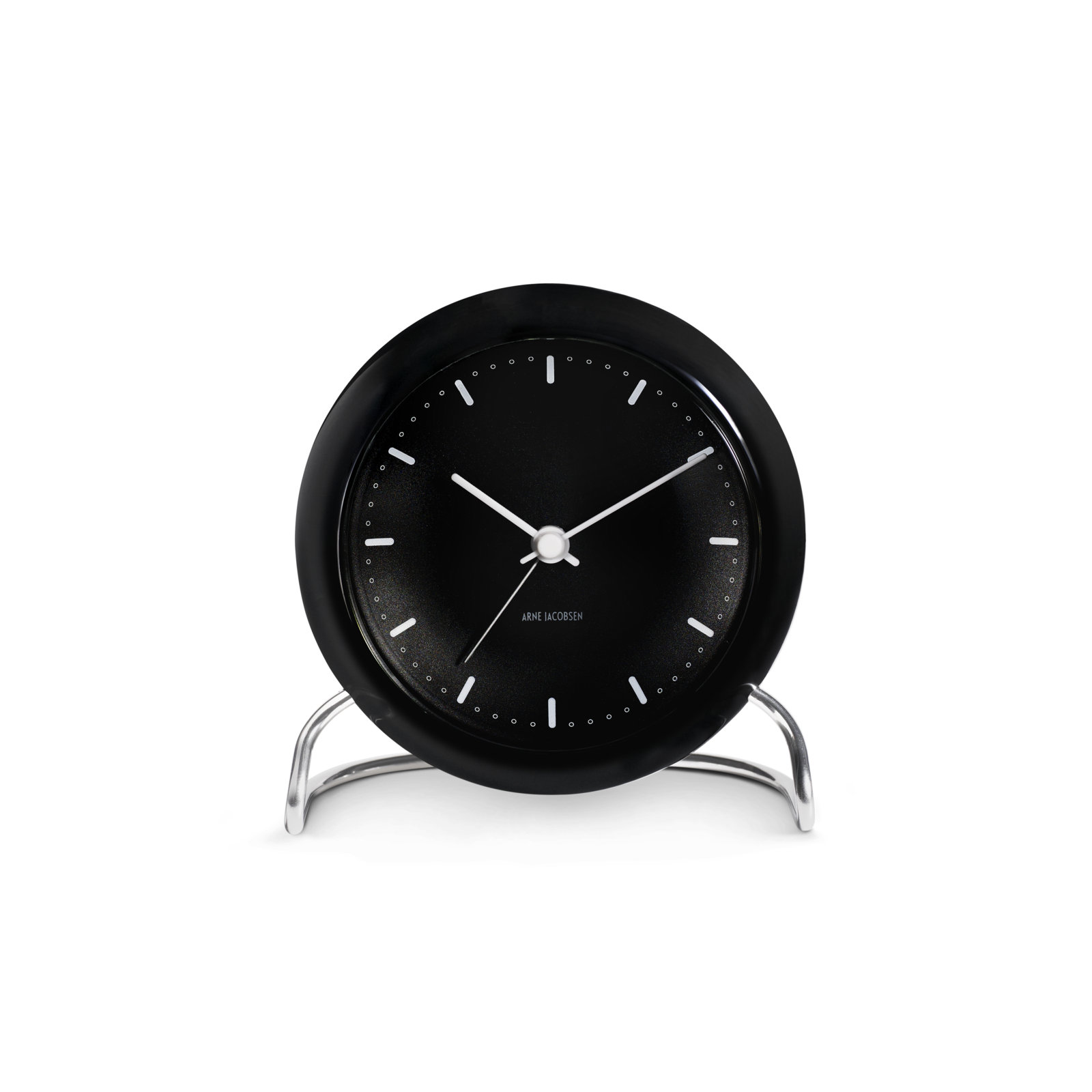 City Hall Analog Electric Alarm Tabletop Clock, Black/Silver