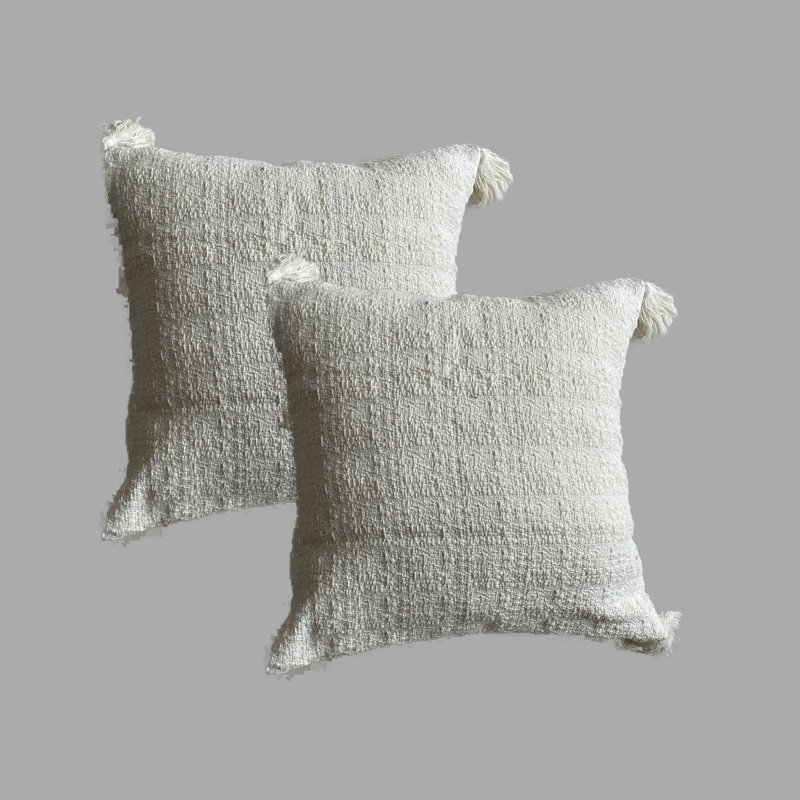 Housse de coussin d'intérieur en polyester , Crème / blanc