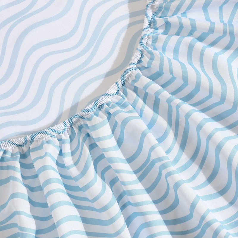 Nautica Ocean Breeze Cooling Striped Sheet Set, Queen Sheet Set with 2 Pillowcases, White/Blue Abstract