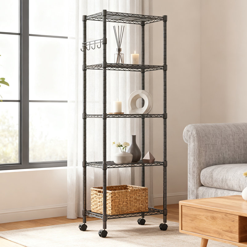 Rayonnage à hauteur réglable Lylla, Noir, H 72,05 po x l 23,23 po x P 13,78 po