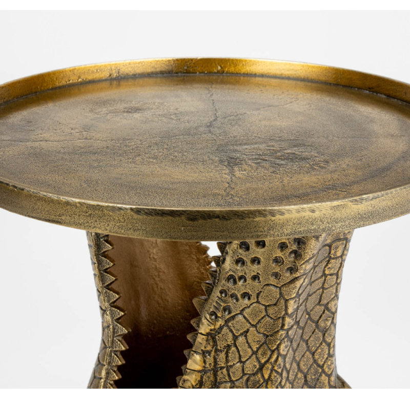 Brass Alligator Head Side Table