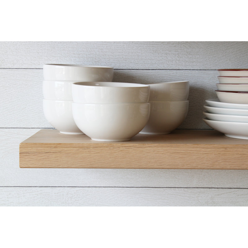 Unfinished White Oak Modern Floating Wall Shelves, Set of 2