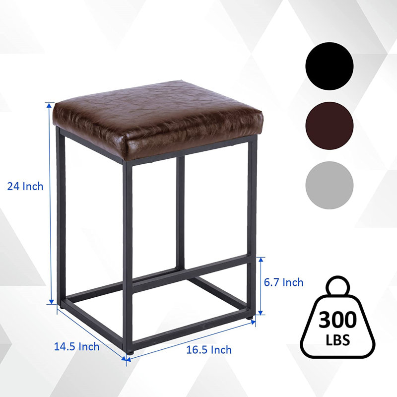 Tabouret de bar et de comptoir rembourré Nydeed, Brun, Tabouret de comptoir (siège d’une hauteur de 24