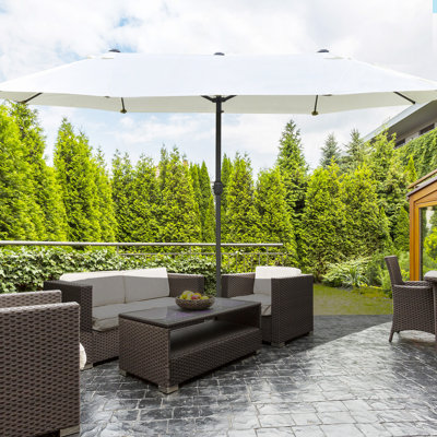 15Ft Double Sided Patio Umbrella 8.85' Diameter, Outdoor Market Umbrella With Steel Pole & Ribs, Weather Resistant For Garden Backyard Pool Beach
