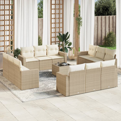  Ensemble de canapé de jardin en PE rotin beige grand matériaux résistants aux UV