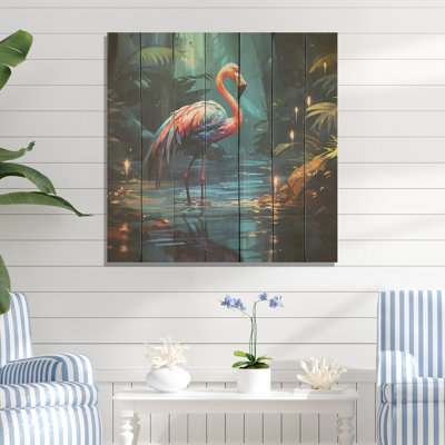 Flamant rose paradis - animal flamant rose sur bois