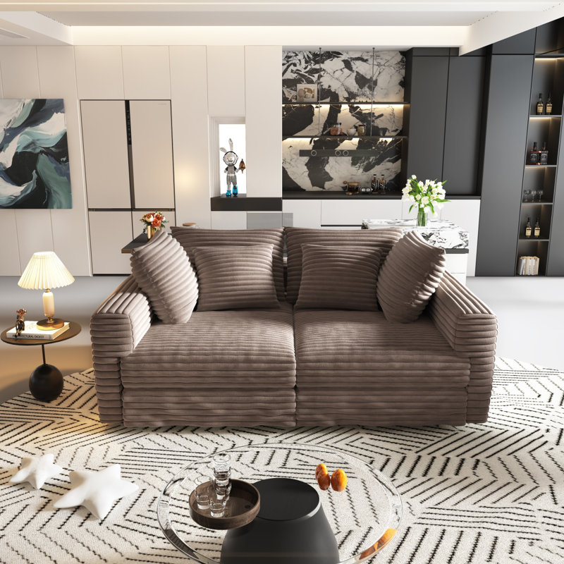  Canapé modulaire surdimensionné en U avec 2 repose-pieds, H 25,6 po x l 102,4 po x P 59 po, 4, Chameau (2 repose-pieds)