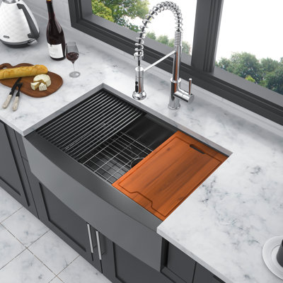 Station de travail en acier inoxydable de calibre 16 avec tablier frontal en acier inoxydable de calibre 16 - Esthétique et, pour préparer les aliments, 10 profondeurs avec drainage de rainure en forme de X, caoutchouc épais de 3 mm pour réduire le bruit